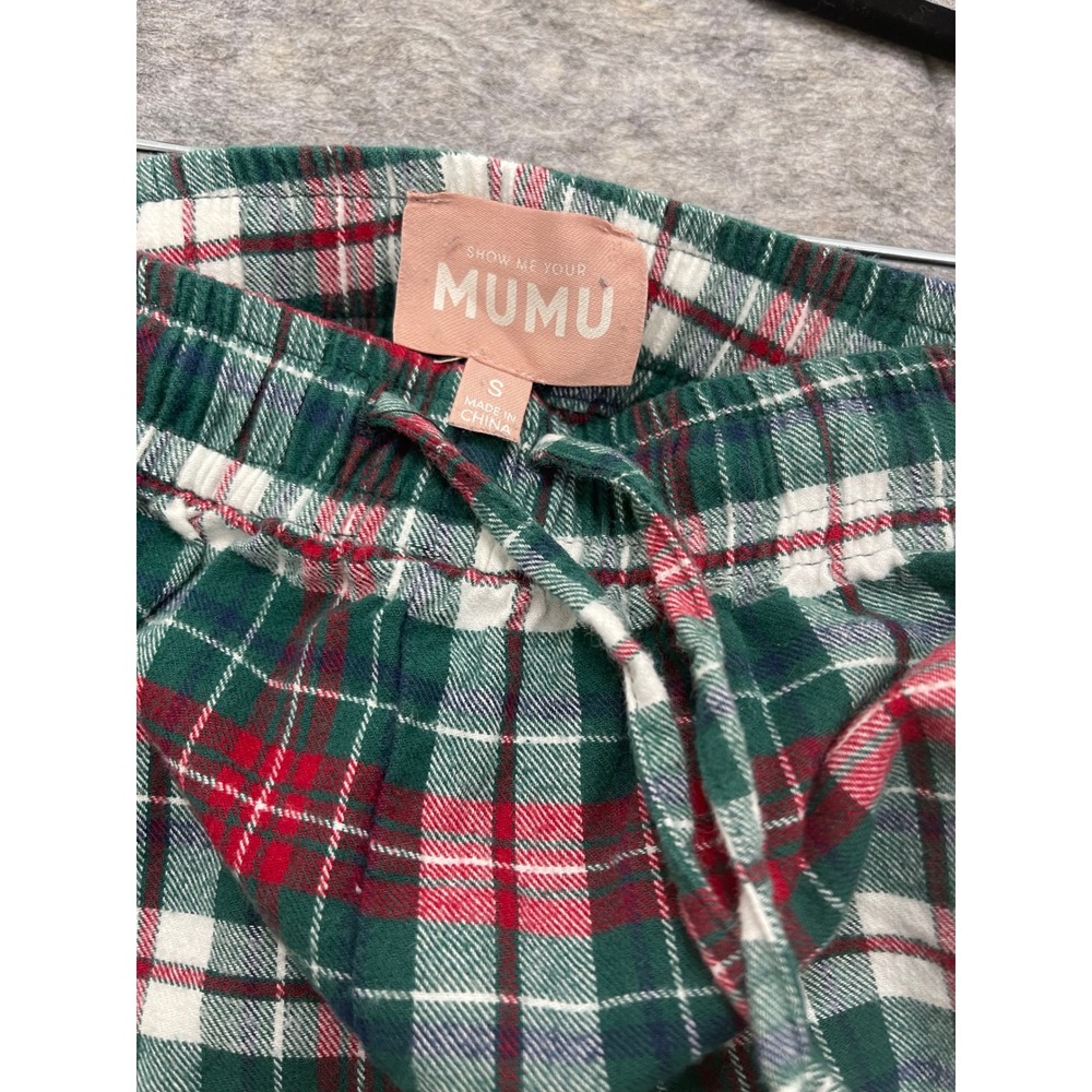Show Me Your Mumu Classic PJ Set Holiday Plaid Green Red White Cotton Womens S - Picture 9 of 10